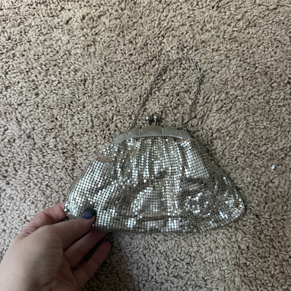 Duramesh Silver Mesh Rhinestone Purse 1940's Glomesh Formal Evening Bag